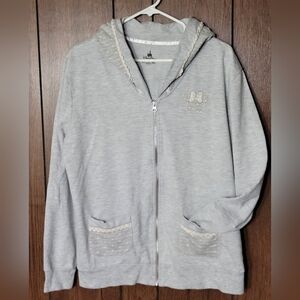 Disney Parks Authentic Minnie Mouse Zip up sweatshirt Gray XL